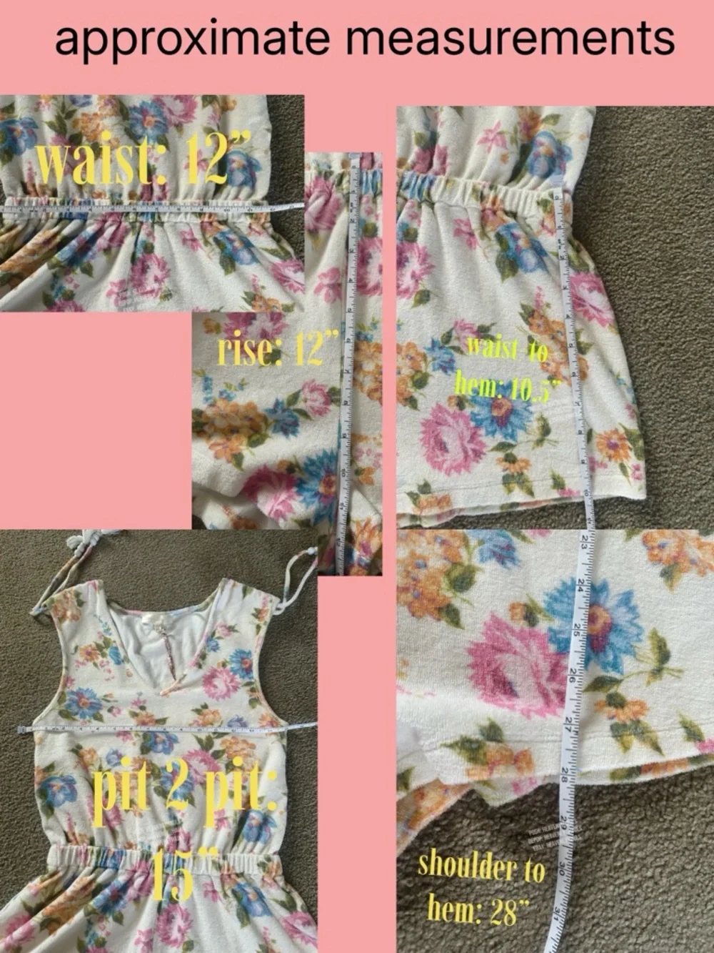 NWT LoveShackFancy Cottagecore Floral V-Neck Romper Playsuit with Pastel Blooms - Picture 9 of 9